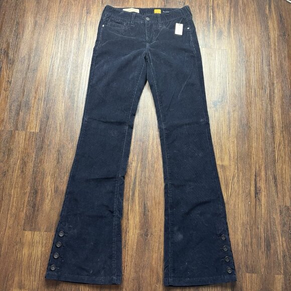 NWT Anthropologie Pilcro Flare Pants The Stet Corduroy Navy Women’s Size 27 - Picture 1 of 13